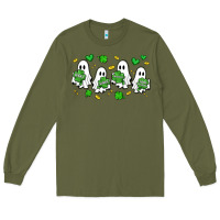Army Green clover ghostie st.patrick's day Long Sleeve Tee - Artiststas