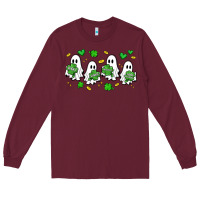 Burgundy clover ghostie st.patrick's day Long Sleeve Tee - Artiststas