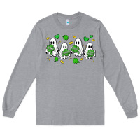 Heather Grey clover ghostie st.patrick's day Long Sleeve Tee - Artiststas