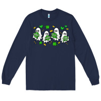Navy clover ghostie st.patrick's day Long Sleeve Tee - Artiststas