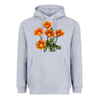 Heather Grey California Poppy Flower Heavyweight Hoodie - RanaPortraitStore