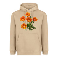 Mushroom California Poppy Flower Heavyweight Hoodie - RanaPortraitStore