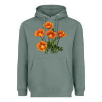 Sage California Poppy Flower Heavyweight Hoodie - RanaPortraitStore