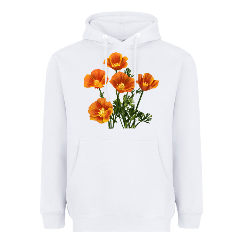 California Poppy Flower Heavyweight Hoodie by RanaPortraitStore | Teevron