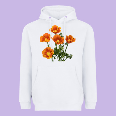 California Poppy Flower Heavyweight Hoodie Designed By Ranaportraitstore