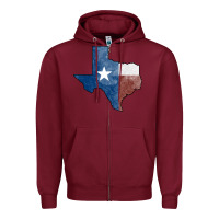 Burgundy Texas Watercolor Map Zipper Hoodie - Jasminsmagicworld