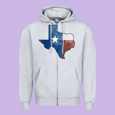 Texas Watercolor Map Zipper Hoodie Designed By Jasminsmagicworld