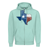 Seafoam Texas Watercolor Map Zipper Hoodie - Jasminsmagicworld