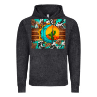 Vintage Black sunflower desert cactus turquoise crescent Vintage Hoodie - Artiststas