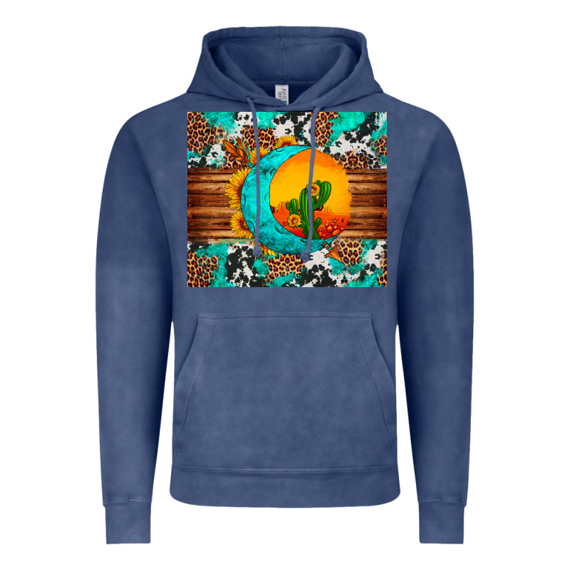 Sunflower Desert Cactus Turquoise Crescent Vintage Hoodie by Artiststas | Teevron