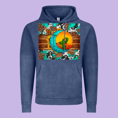 Sunflower Desert Cactus Turquoise Crescent Vintage Hoodie Designed By Artiststas