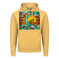Vintage Mustard sunflower desert cactus turquoise crescent Vintage Hoodie - Artiststas
