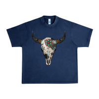 Navy Cowhide Bull Skull Urban Heavy Tee - Jasminsmagicworld