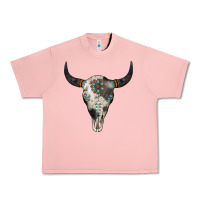 Salmon Cowhide Bull Skull Urban Heavy Tee - Jasminsmagicworld