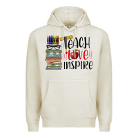 Oatmeal Heather teach love inspire Premium Hoodie - BarkalooDesign