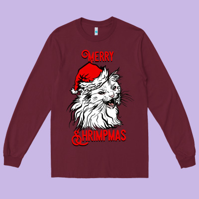 Merry Christmas Cat Long Sleeve Tee Designed By Sublimationcraftshop