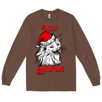 Chestnut Merry Christmas Cat Long Sleeve Tee - SublimationCraftShop