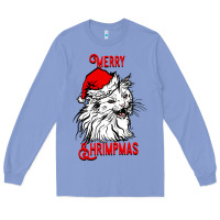 Colony Blue Merry Christmas Cat Long Sleeve Tee - SublimationCraftShop