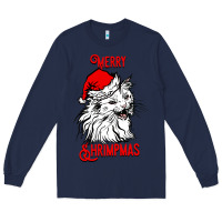 Navy Merry Christmas Cat Long Sleeve Tee - SublimationCraftShop