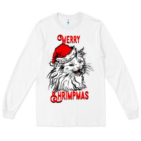 White Merry Christmas Cat Long Sleeve Tee - SublimationCraftShop