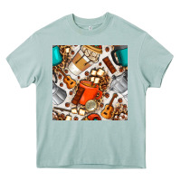 Arona camping coffee cups marshmallow and moka pot with leopard seamless pat Heavy Core Tee - BundleAndBundleShop