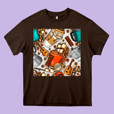 Camping Coffee Cups Marshmallow And Moka Pot With Leopard Seamless Pat Heavy Core Tee Designed By Bundleandbundleshop