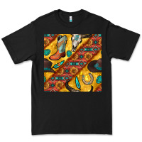 Black western cowboy bull skull seamless pattern Premium Tee - BundleAndBundleShop
