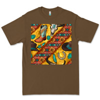 Cacao western cowboy bull skull seamless pattern Premium Tee - BundleAndBundleShop