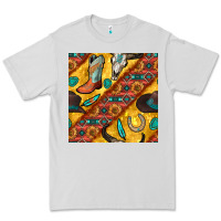 Dove Grey western cowboy bull skull seamless pattern Premium Tee - BundleAndBundleShop