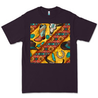 Plum western cowboy bull skull seamless pattern Premium Tee - BundleAndBundleShop