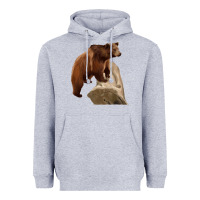 Heather Grey California Grizzly Bear Heavyweight Hoodie - RanaPortraitStore