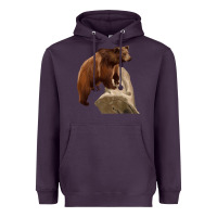 Plum California Grizzly Bear Heavyweight Hoodie - RanaPortraitStore