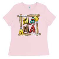 Bubblegum Pink softball mama Ladies Tee - CowhideDigitalArt