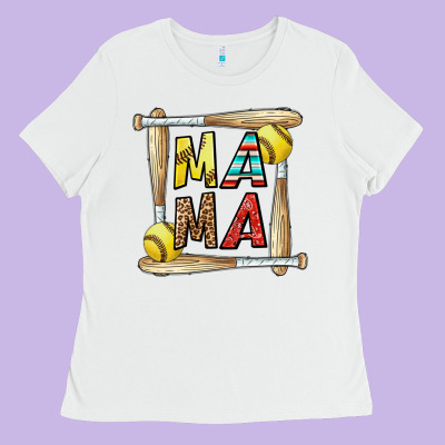 Softball Mama Ladies Tee Designed By Cowhidedigitalart