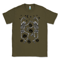 Army Green halloween dancing skeletons Classic Tee - BarkalooDesign