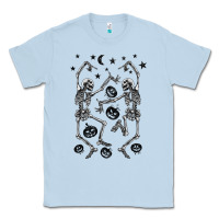 Dusty Blue halloween dancing skeletons Classic Tee - BarkalooDesign