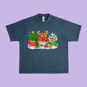 Festive Christmas Cupcakes Urban Heavy Tee Designed By Cowhidedigitalart