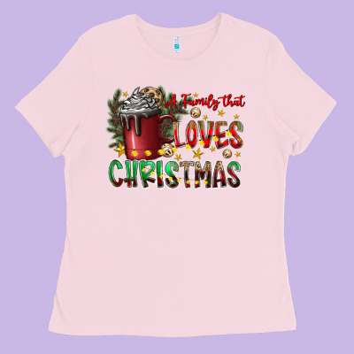 Afamilytloveschristmas Ladies Tee Designed By Cowhidedigitalart