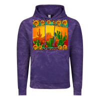 Cloud Purple desert sunset with cactus sunflowers and leopard Vintage Hoodie - Artiststas