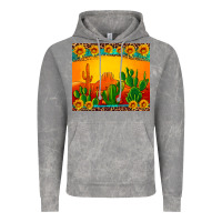 Cloud Rock desert sunset with cactus sunflowers and leopard Vintage Hoodie - Artiststas