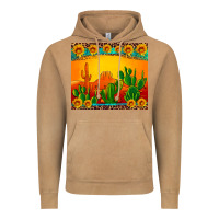 Vintage Camel desert sunset with cactus sunflowers and leopard Vintage Hoodie - Artiststas