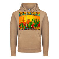 Vintage Coffee desert sunset with cactus sunflowers and leopard Vintage Hoodie - Artiststas