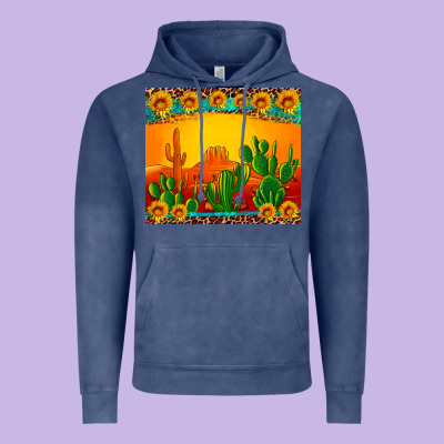 Desert Sunset With Cactus Sunflowers And Leopard Vintage Hoodie Designed By Artiststas