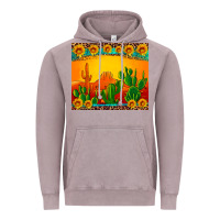 Vintage Zinc desert sunset with cactus sunflowers and leopard Vintage Hoodie - Artiststas