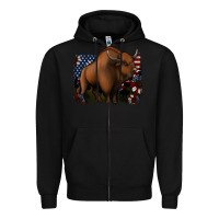 Black American Bison Zipper Hoodie - Jasminsmagicworld