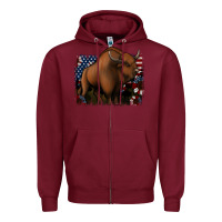 Burgundy American Bison Zipper Hoodie - Jasminsmagicworld
