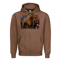 Chestnut American Bison Zipper Hoodie - Jasminsmagicworld