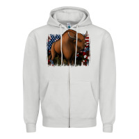 Dove Grey American Bison Zipper Hoodie - Jasminsmagicworld
