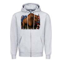 Heather Grey American Bison Zipper Hoodie - Jasminsmagicworld