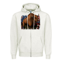 Oatmeal Heather American Bison Zipper Hoodie - Jasminsmagicworld